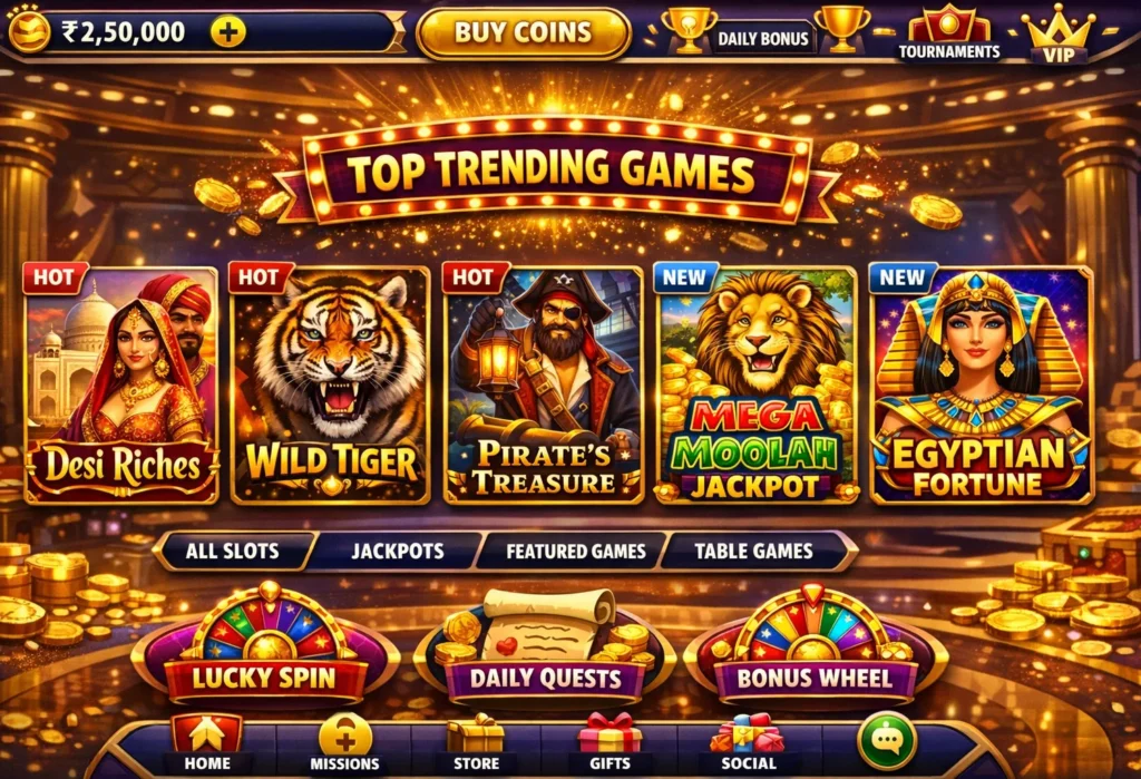 N666 Game home screen showing Teen Patti tables and navigation menu